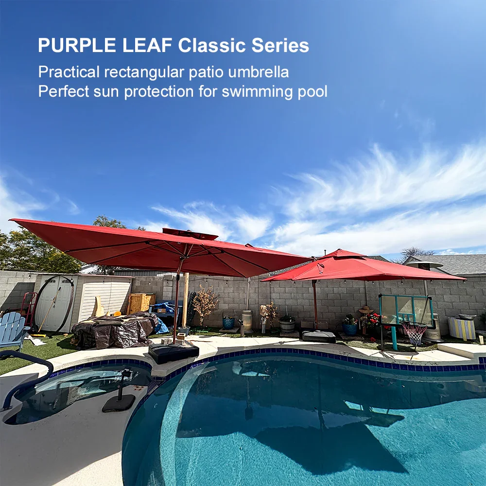 PURPLE LEAF Large Rectangular Porch Umbrella Outside Cantilever Patio Yard Umbrella - Image 163