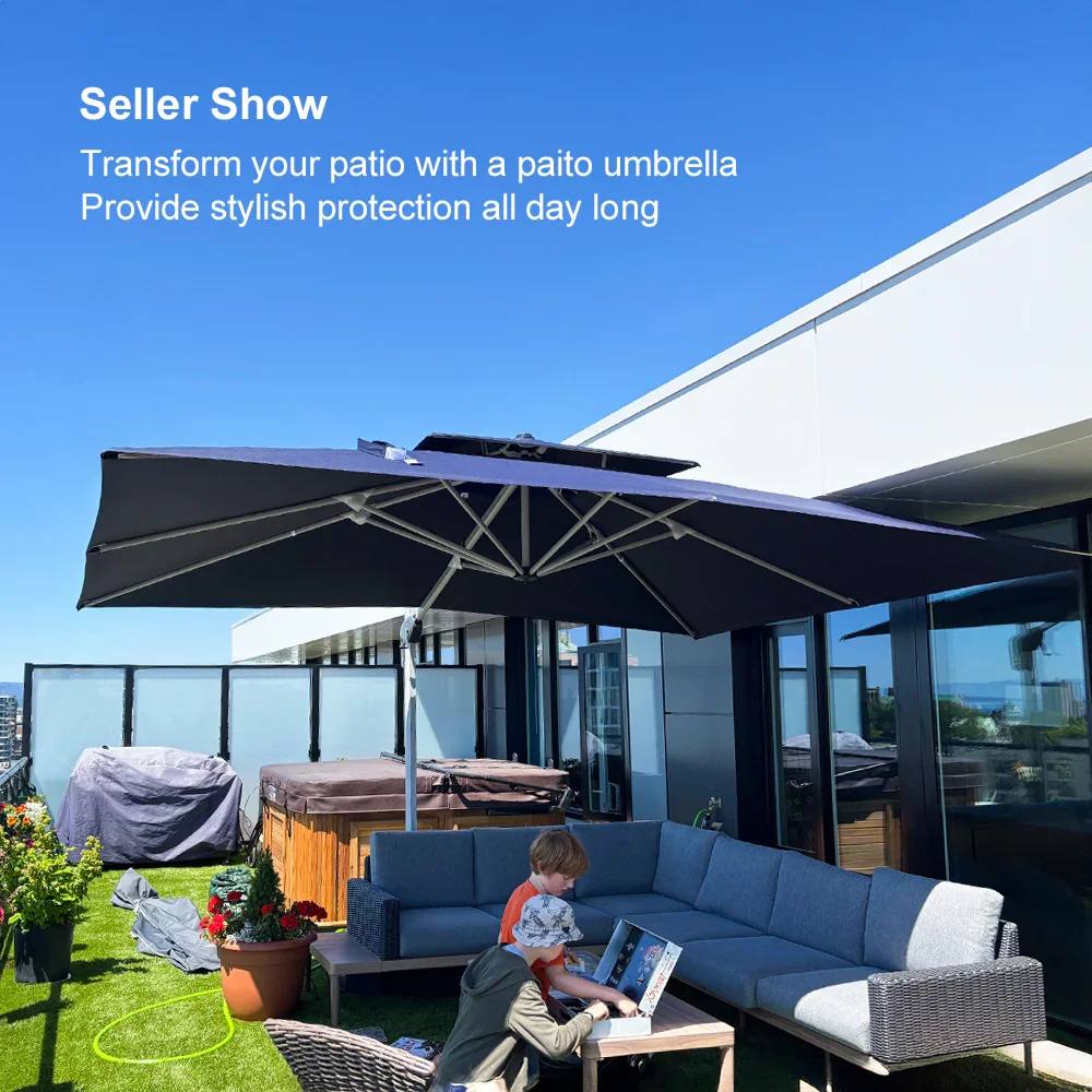 PURPLE LEAF Large Rectangular Porch Umbrella Outside Cantilever Patio Yard Umbrella - Image 165