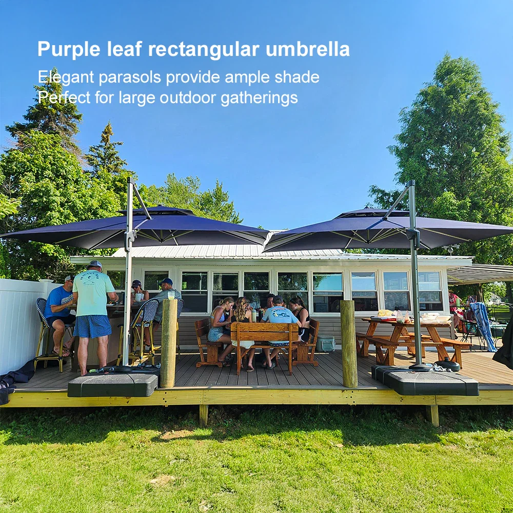 PURPLE LEAF Large Rectangular Porch Umbrella Outside Cantilever Patio Yard Umbrella - Image 166
