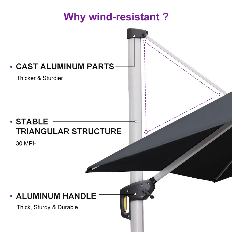 PURPLE LEAF Large Rectangular Porch Umbrella Outside Cantilever Patio Yard Umbrella - Image 167