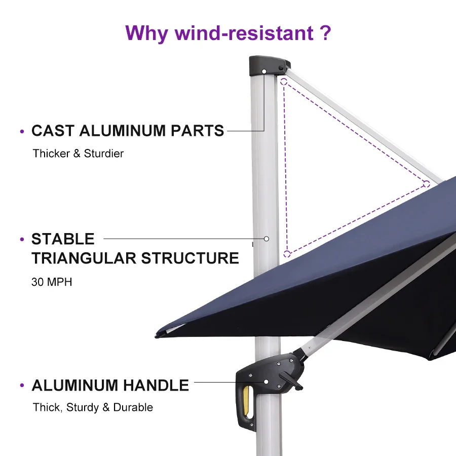 PURPLE LEAF Large Rectangular Porch Umbrella Outside Cantilever Patio Yard Umbrella - Image 170