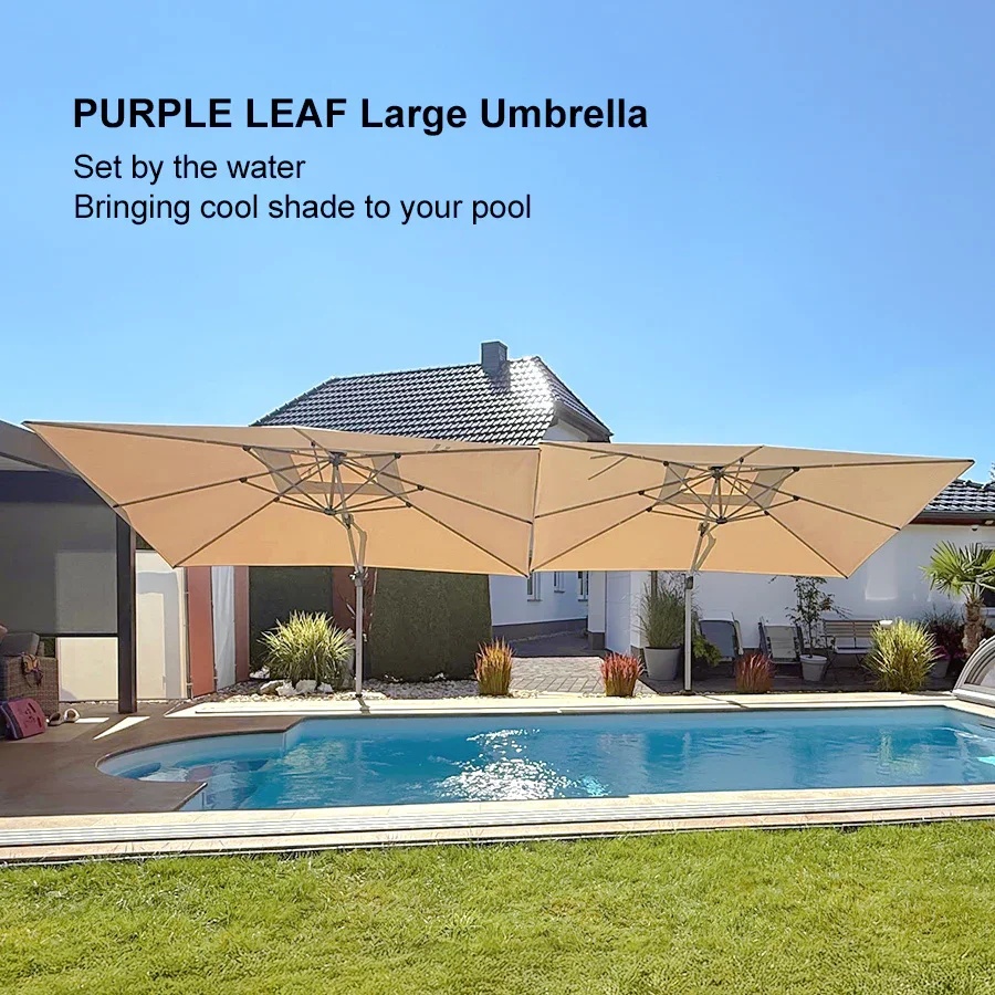 PURPLE LEAF Large Rectangular Porch Umbrella Outside Cantilever Patio Yard Umbrella - Image 177
