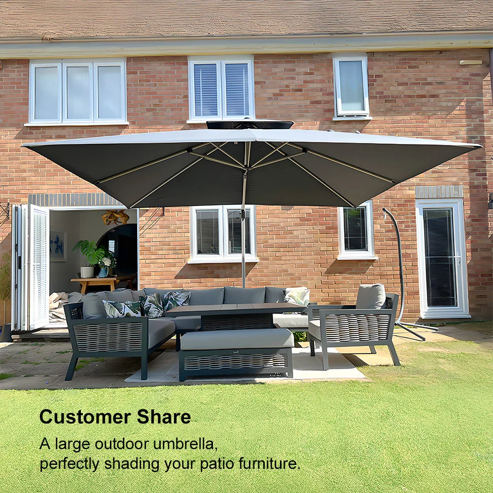 PURPLE LEAF Large Rectangular Porch Umbrella Outside Cantilever Patio Yard Umbrella - Image 178