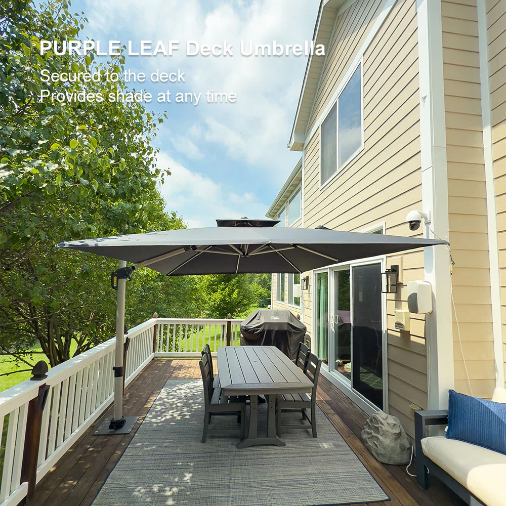 PURPLE LEAF Large Rectangular Porch Umbrella Outside Cantilever Patio Yard Umbrella - Image 185