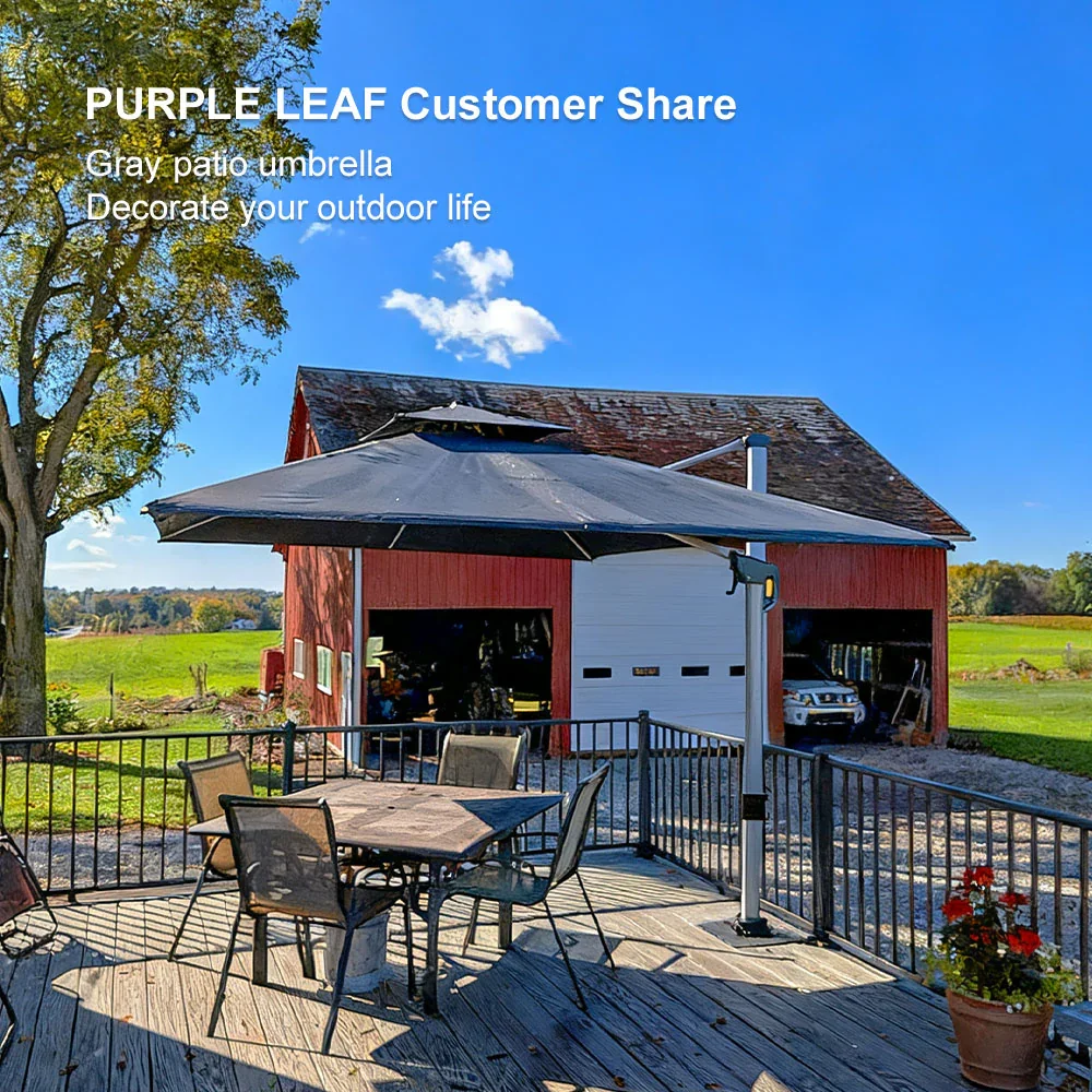 PURPLE LEAF Large Rectangular Porch Umbrella Outside Cantilever Patio Yard Umbrella - Image 186