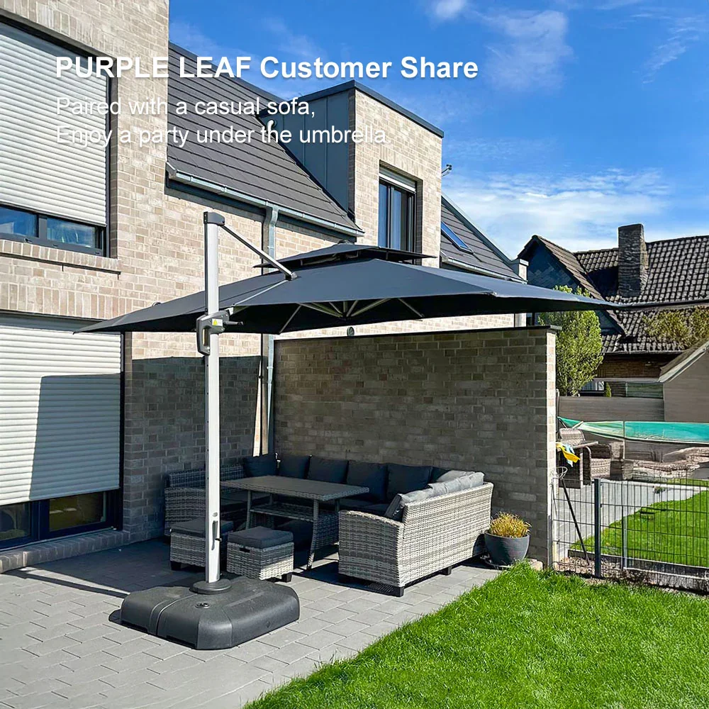 PURPLE LEAF Large Rectangular Porch Umbrella Outside Cantilever Patio Yard Umbrella - Image 187