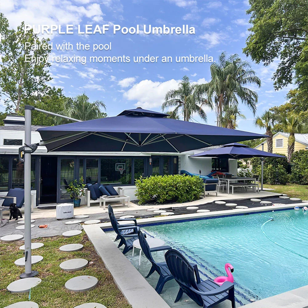 PURPLE LEAF Large Rectangular Porch Umbrella Outside Cantilever Patio Yard Umbrella - Image 188