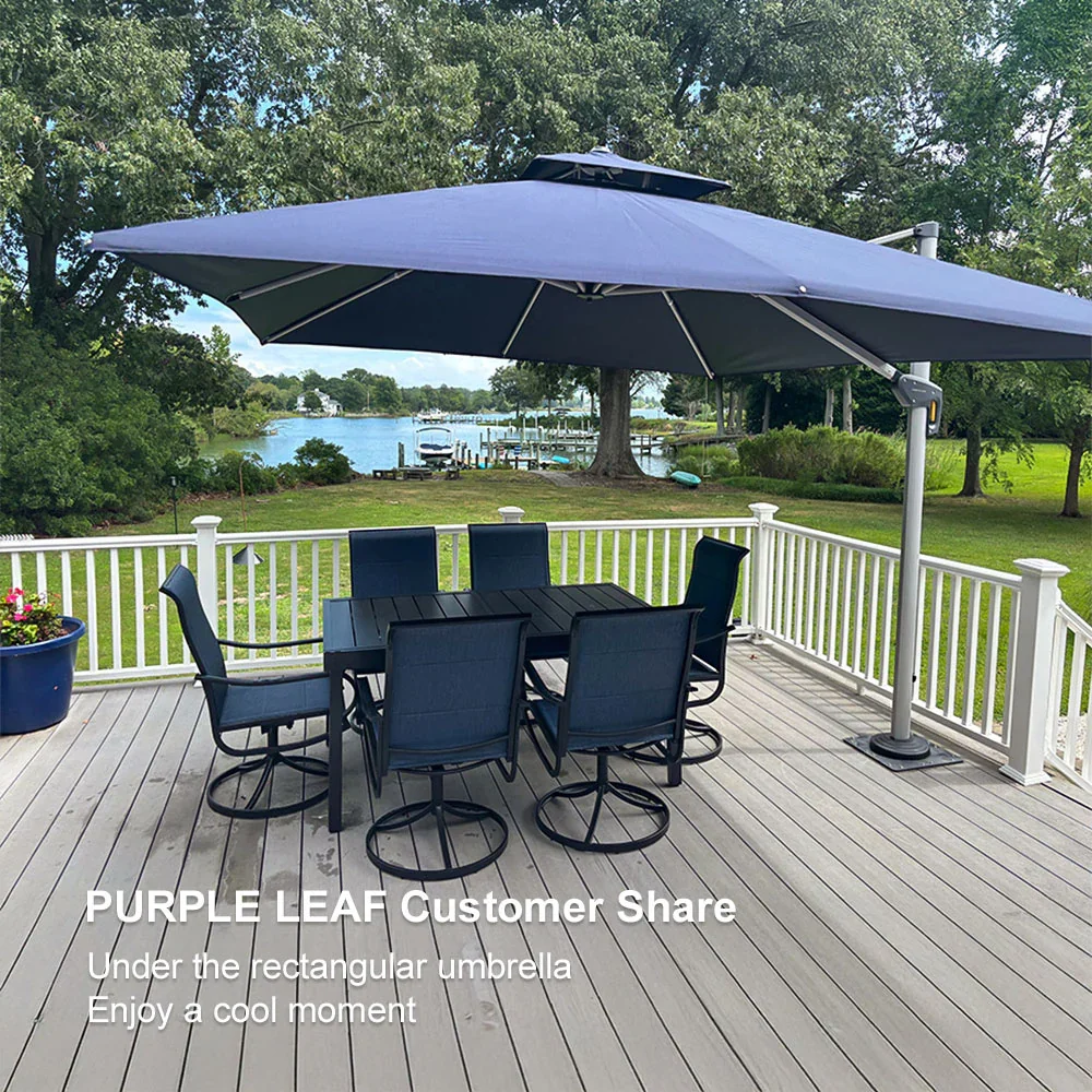 PURPLE LEAF Large Rectangular Porch Umbrella Outside Cantilever Patio Yard Umbrella - Image 189