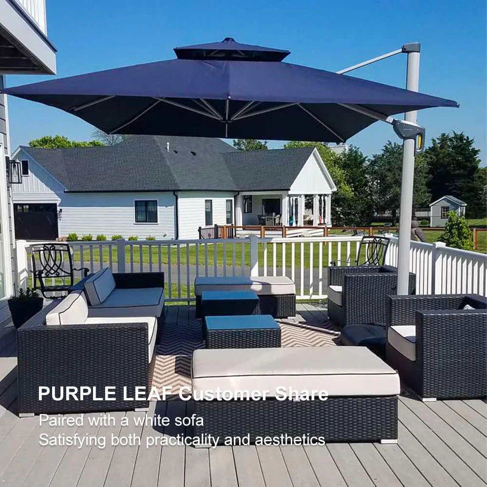 PURPLE LEAF Large Rectangular Porch Umbrella Outside Cantilever Patio Yard Umbrella - Image 190