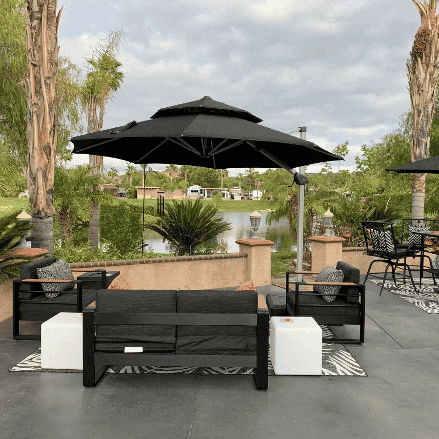 PURPLE LEAF Round Cantilever Patio Umbrella Heavy Duty Umbrella for Porch Garden Pool - Image 175