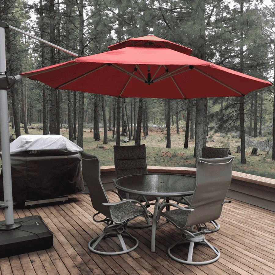 PURPLE LEAF Round Cantilever Patio Umbrella Heavy Duty Umbrella for Porch Garden Pool - Image 179