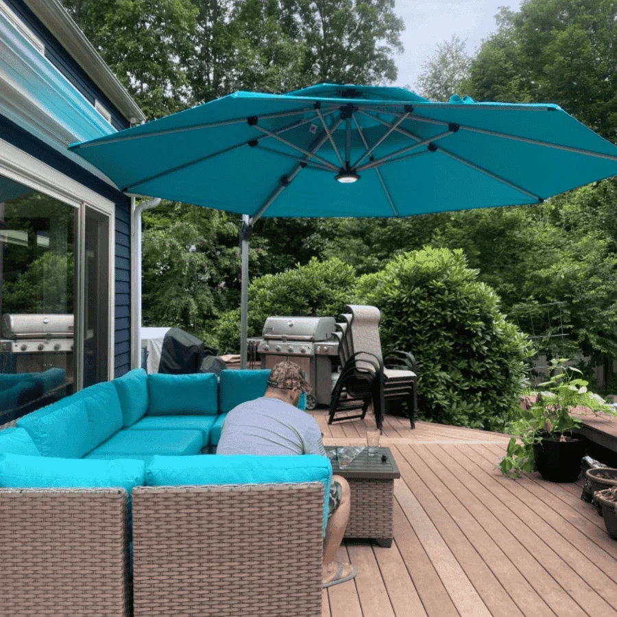 PURPLE LEAF Round Cantilever Patio Umbrella Heavy Duty Umbrella for Porch Garden Pool - Image 185