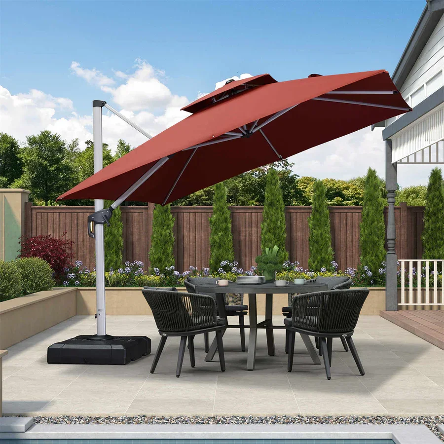 PURPLE LEAF Round Cantilever Patio Umbrella Heavy Duty Umbrella for Porch Garden Pool - Image 193