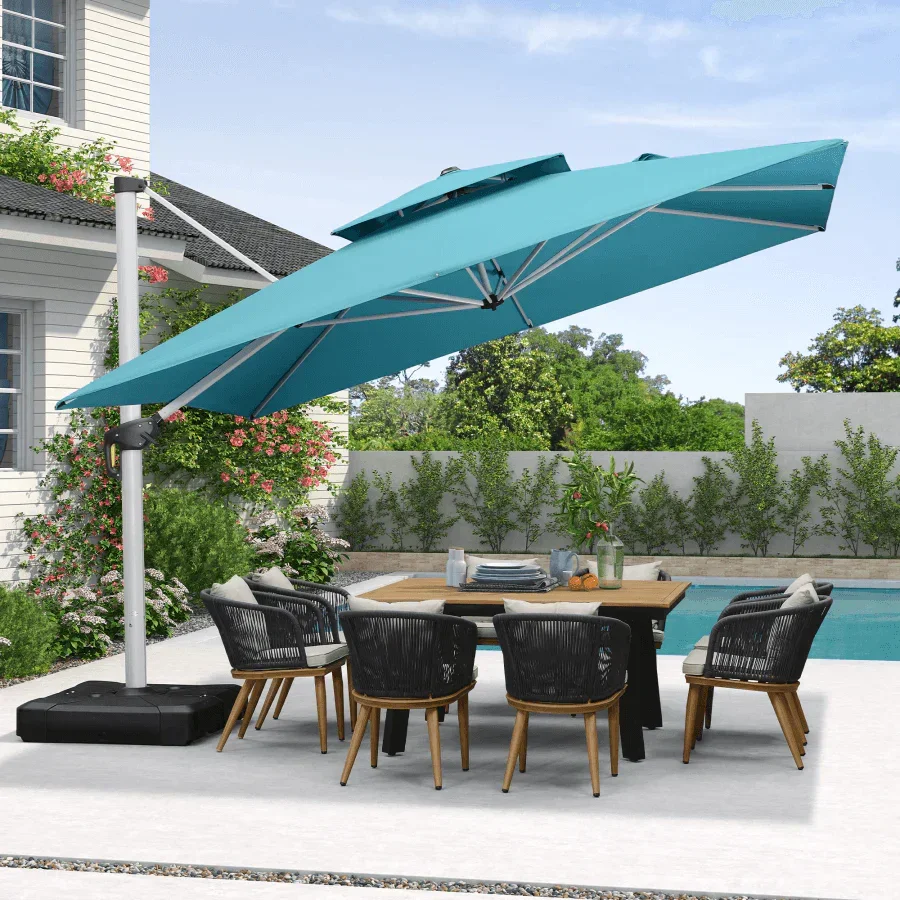 PURPLE LEAF Round Cantilever Patio Umbrella Heavy Duty Umbrella for Porch Garden Pool - Image 194