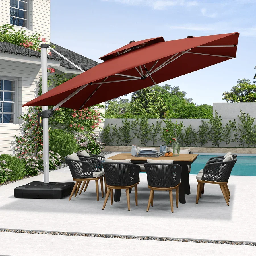 PURPLE LEAF Round Cantilever Patio Umbrella Heavy Duty Umbrella for Porch Garden Pool - Image 195