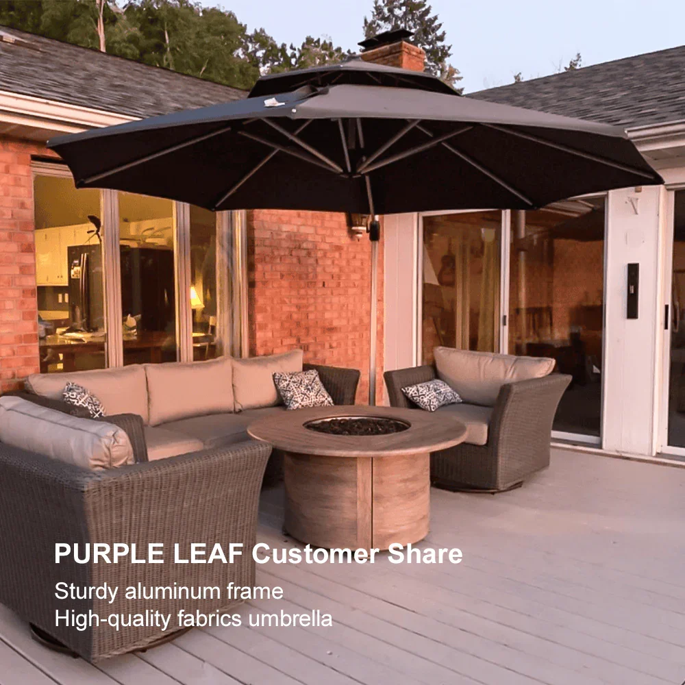 PURPLE LEAF Round Cantilever Patio Umbrella Heavy Duty Umbrella for Porch Garden Pool - Image 197