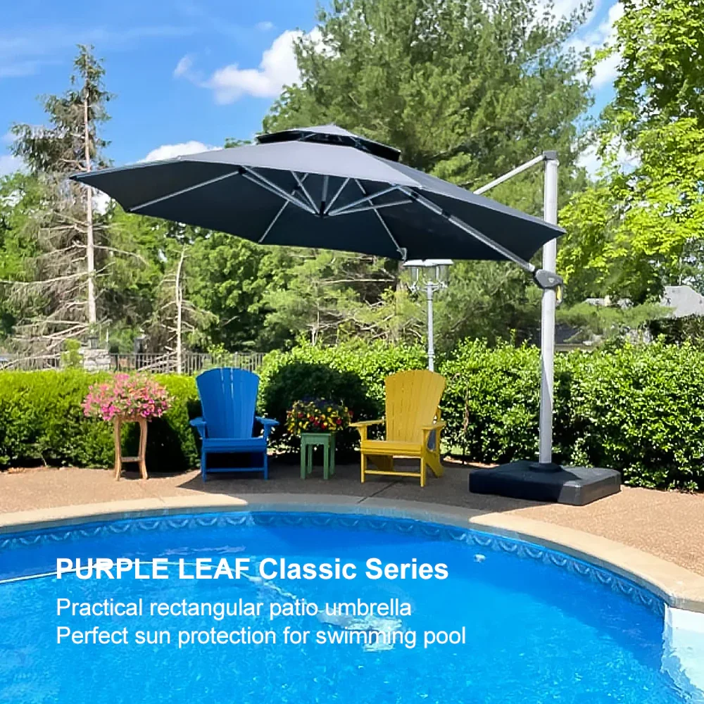 PURPLE LEAF Round Cantilever Patio Umbrella Heavy Duty Umbrella for Porch Garden Pool - Image 198