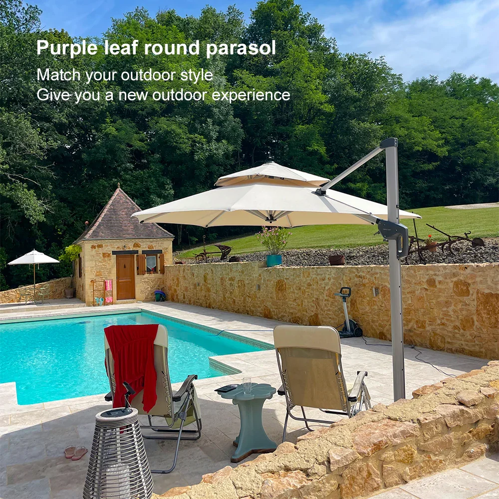 PURPLE LEAF Round Cantilever Patio Umbrella Heavy Duty Umbrella for Porch Garden Pool - Image 200