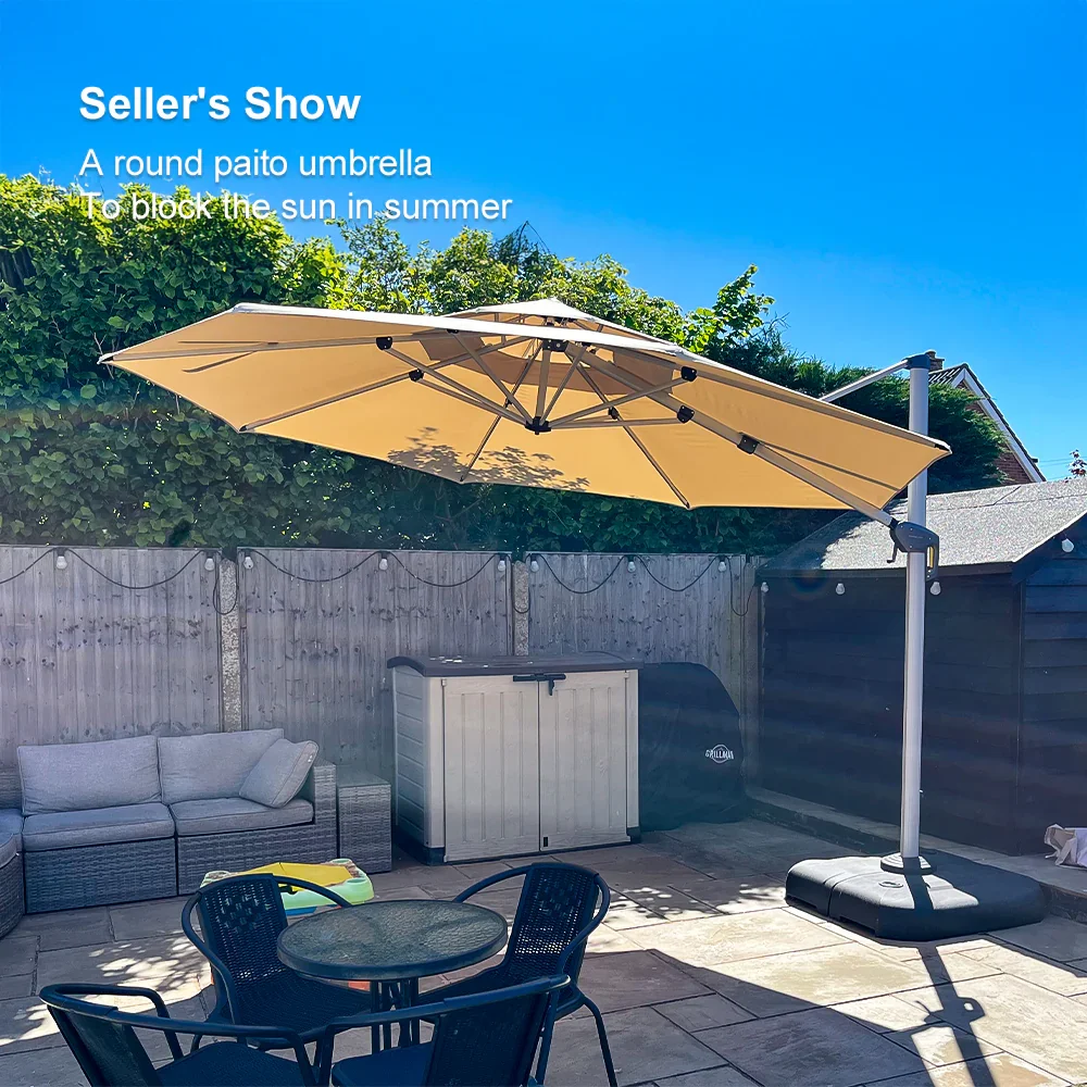 PURPLE LEAF Round Cantilever Patio Umbrella Heavy Duty Umbrella for Porch Garden Pool - Image 201