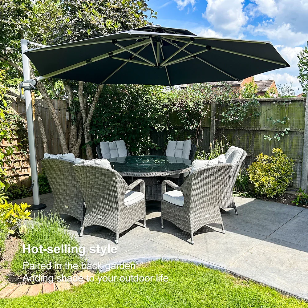 PURPLE LEAF Round Cantilever Patio Umbrella Heavy Duty Umbrella for Porch Garden Pool - Image 205