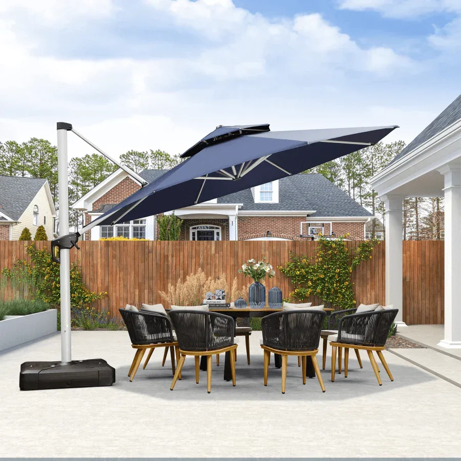 PURPLE LEAF Round Cantilever Patio Umbrella Heavy Duty Umbrella for Porch Garden Pool - Image 208