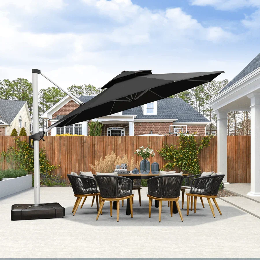 PURPLE LEAF Round Cantilever Patio Umbrella Heavy Duty Umbrella for Porch Garden Pool - Image 209