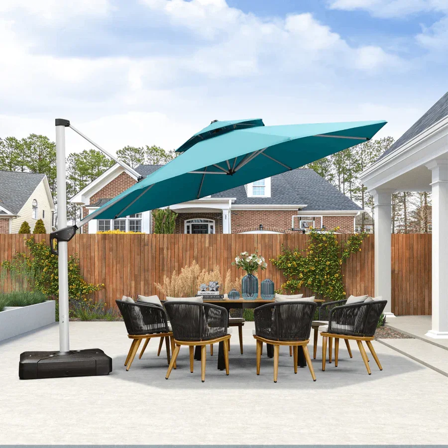 PURPLE LEAF Round Cantilever Patio Umbrella Heavy Duty Umbrella for Porch Garden Pool - Image 213