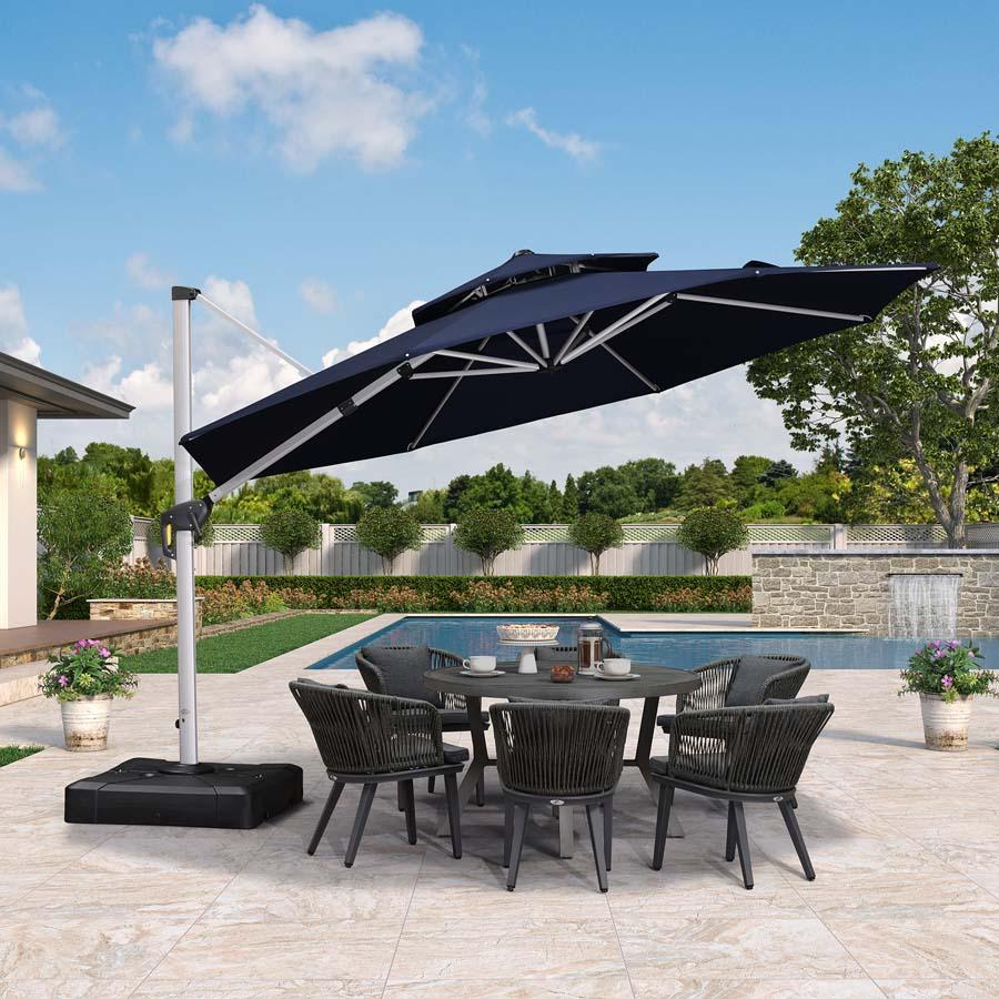 PURPLE LEAF Round Cantilever Patio Umbrella Heavy Duty Umbrella for Porch Garden Pool - Image 215