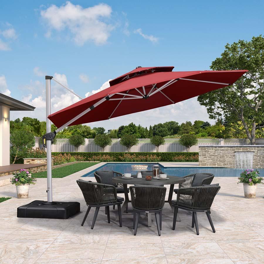 PURPLE LEAF Round Cantilever Patio Umbrella Heavy Duty Umbrella for Porch Garden Pool - Image 216
