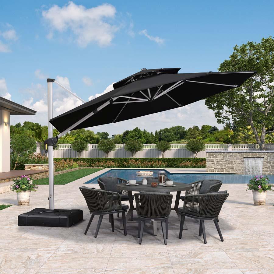 PURPLE LEAF Round Cantilever Patio Umbrella Heavy Duty Umbrella for Porch Garden Pool - Image 217
