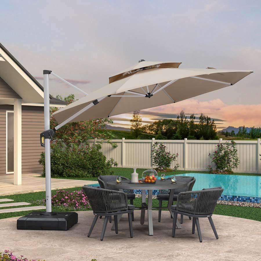PURPLE LEAF Round Cantilever Patio Umbrella Heavy Duty Umbrella for Porch Garden Pool - Image 221