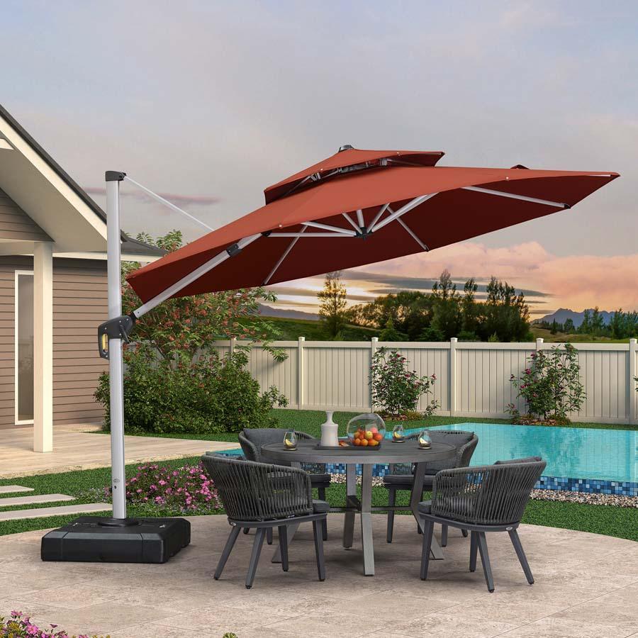 PURPLE LEAF Round Cantilever Patio Umbrella Heavy Duty Umbrella for Porch Garden Pool - Image 222