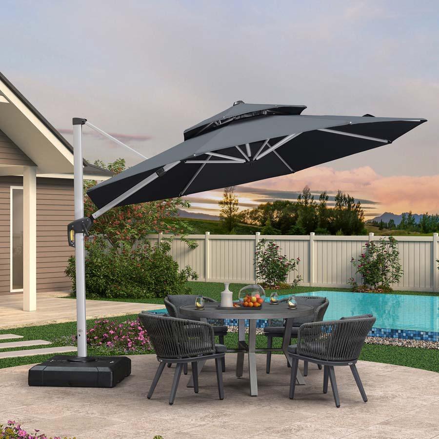 PURPLE LEAF Round Cantilever Patio Umbrella Heavy Duty Umbrella for Porch Garden Pool - Image 224