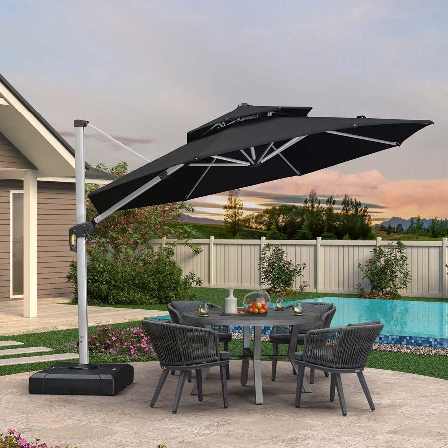 PURPLE LEAF Round Cantilever Patio Umbrella Heavy Duty Umbrella for Porch Garden Pool - Image 225