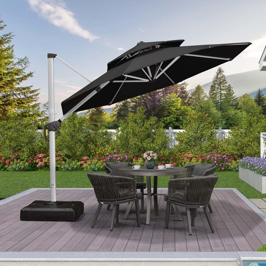 PURPLE LEAF Round Cantilever Patio Umbrella Heavy Duty Umbrella for Porch Garden Pool - Image 226