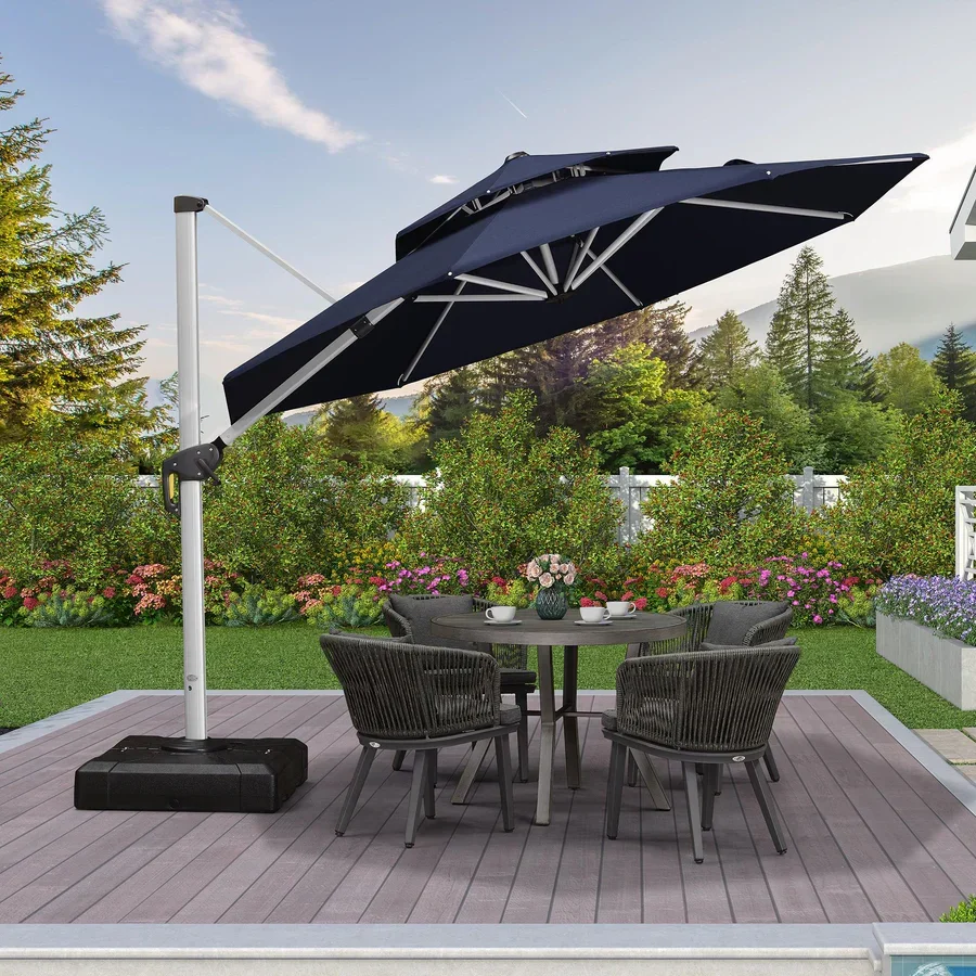 PURPLE LEAF Round Cantilever Patio Umbrella Heavy Duty Umbrella for Porch Garden Pool - Image 229