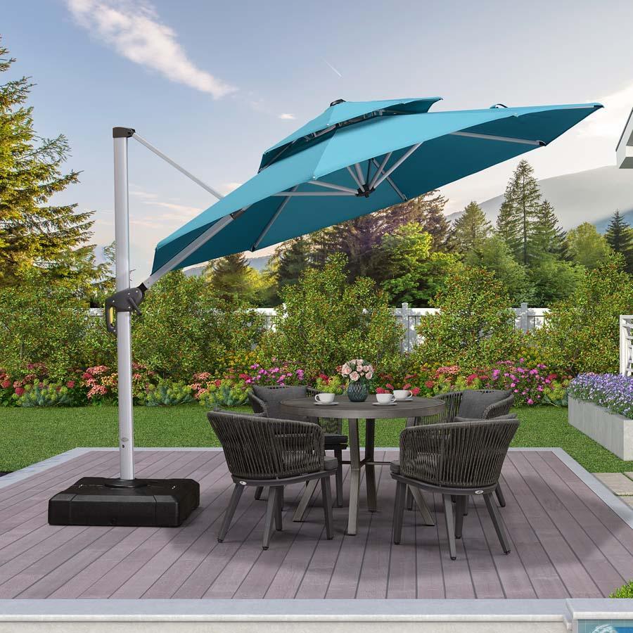 PURPLE LEAF Round Cantilever Patio Umbrella Heavy Duty Umbrella for Porch Garden Pool - Image 230