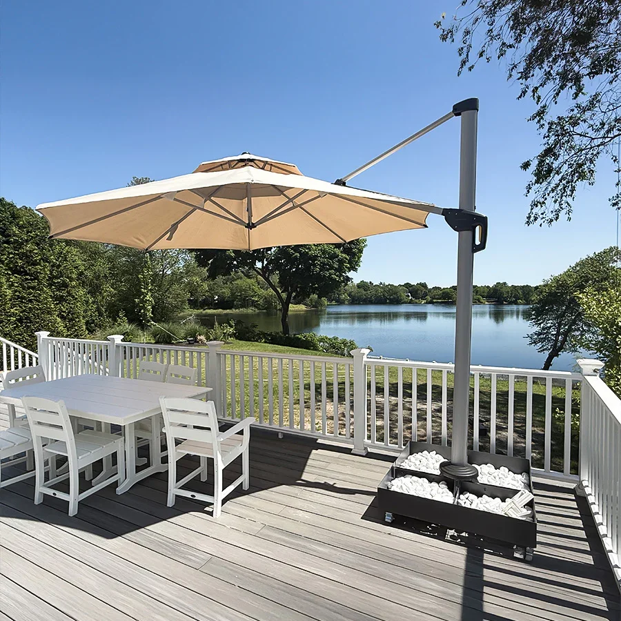 PURPLE LEAF Round Cantilever Patio Umbrella Heavy Duty Umbrella for Porch Garden Pool - Image 232