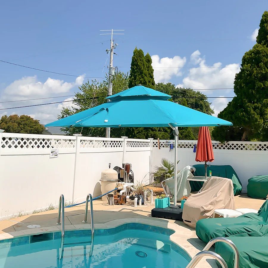 PURPLE LEAF Round Cantilever Patio Umbrella Heavy Duty Umbrella for Porch Garden Pool - Image 236