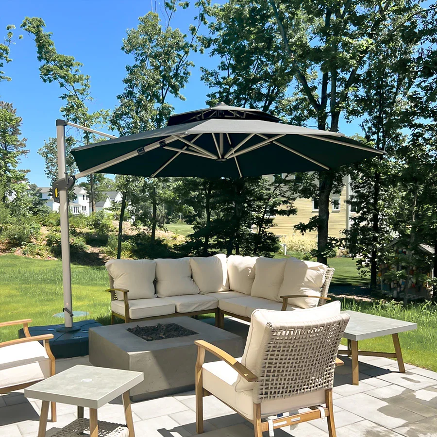 PURPLE LEAF Round Cantilever Patio Umbrella Heavy Duty Umbrella for Porch Garden Pool - Image 237