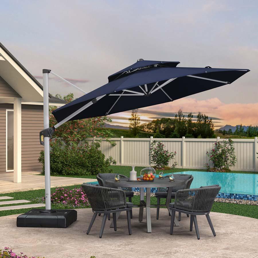 PURPLE LEAF Round Cantilever Patio Umbrella Heavy Duty Umbrella for Porch Garden Pool - Image 5