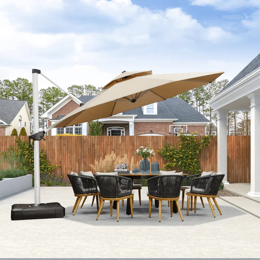 PURPLE LEAF Round Cantilever Patio Umbrella Heavy Duty Umbrella for Porch Garden Pool - Image 7