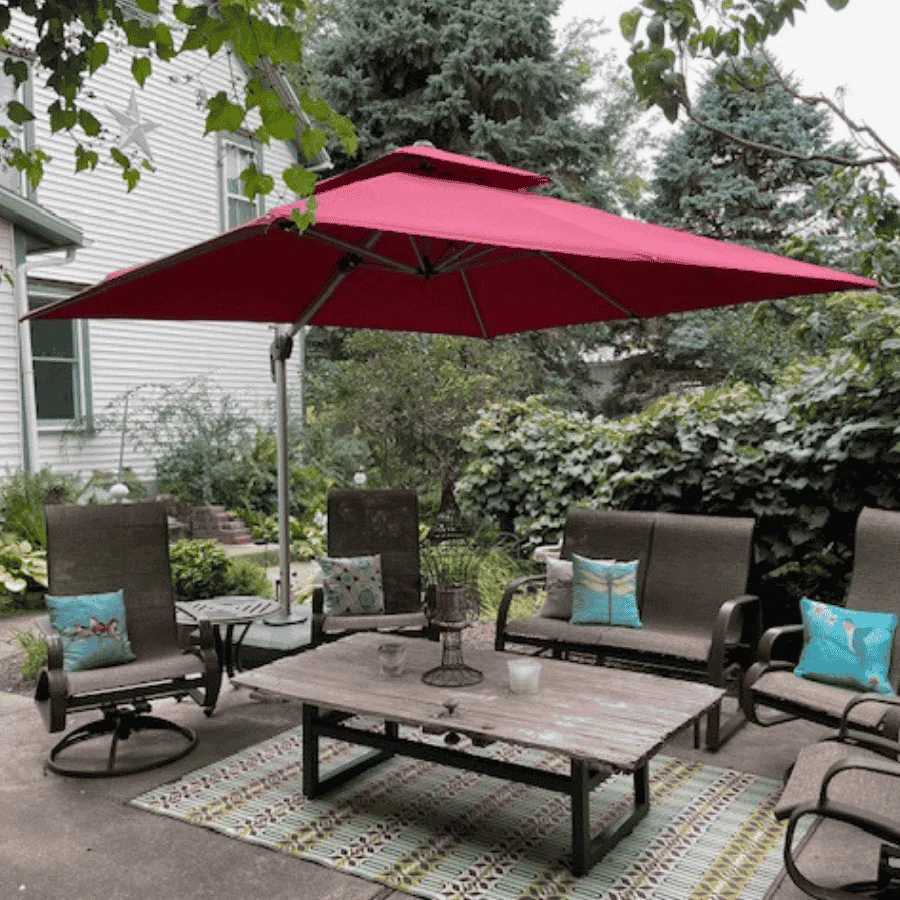 PURPLE LEAF Outdoor Windproof Umbrella, Square Cantilever Umbrella Outside Patio - Image 180