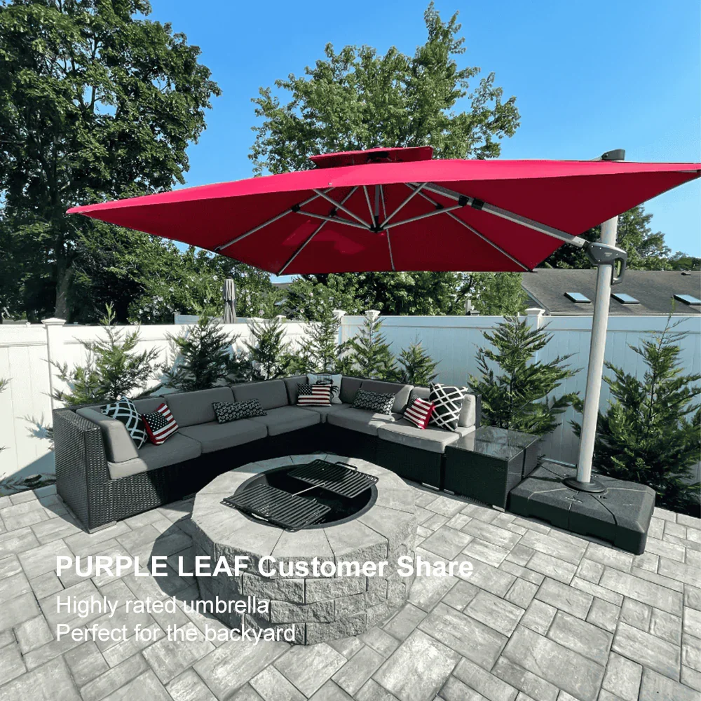PURPLE LEAF Outdoor Windproof Umbrella, Square Cantilever Umbrella Outside Patio - Image 183