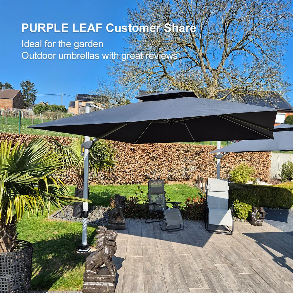PURPLE LEAF Outdoor Windproof Umbrella, Square Cantilever Umbrella Outside Patio - Image 184