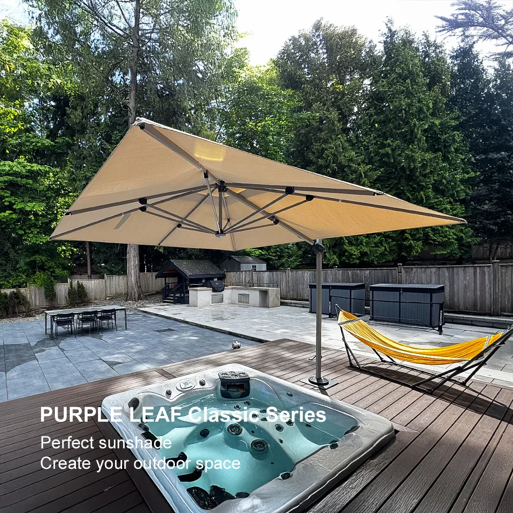 PURPLE LEAF Outdoor Windproof Umbrella, Square Cantilever Umbrella Outside Patio - Image 186