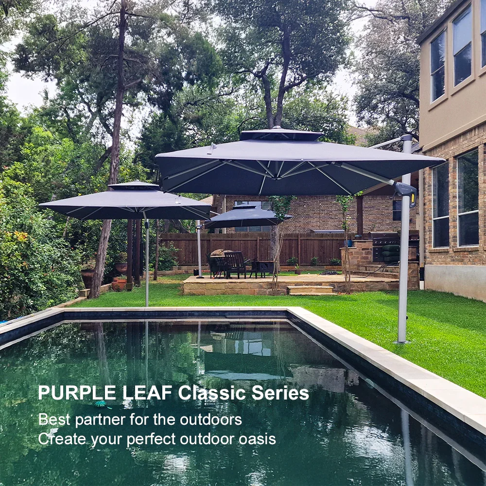 PURPLE LEAF Outdoor Windproof Umbrella, Square Cantilever Umbrella Outside Patio - Image 187