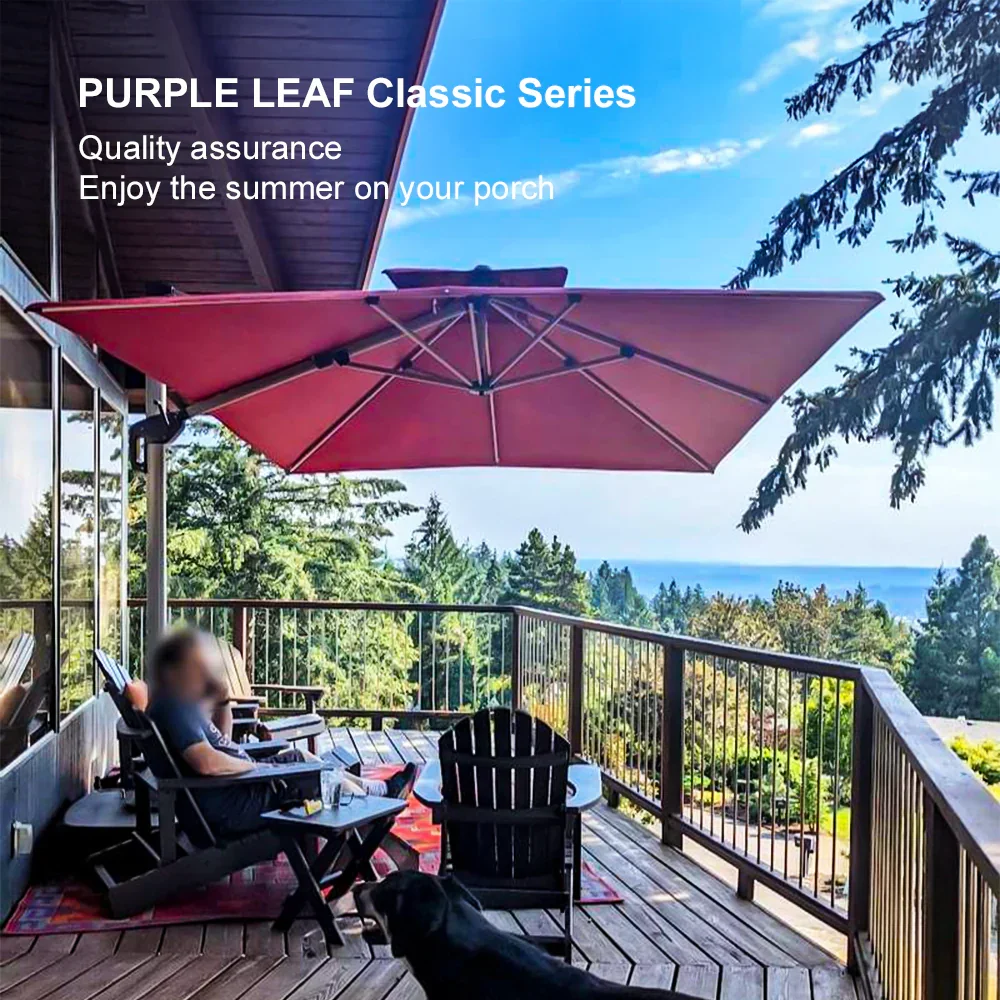 PURPLE LEAF Outdoor Windproof Umbrella, Square Cantilever Umbrella Outside Patio - Image 188