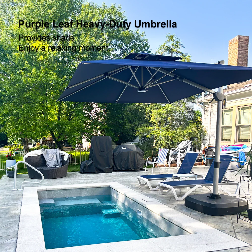 PURPLE LEAF Outdoor Windproof Umbrella, Square Cantilever Umbrella Outside Patio - Image 190
