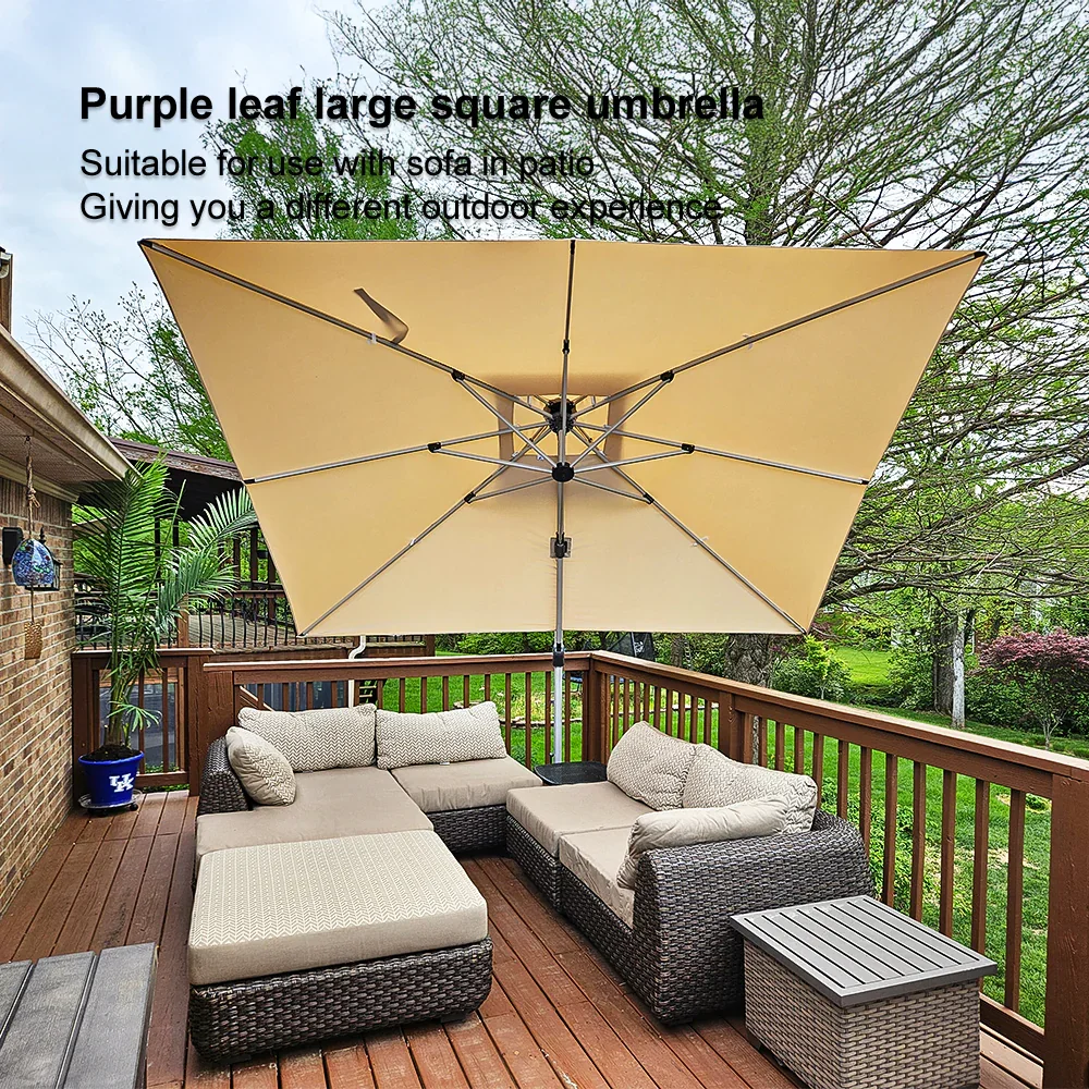 PURPLE LEAF Outdoor Windproof Umbrella, Square Cantilever Umbrella Outside Patio - Image 192